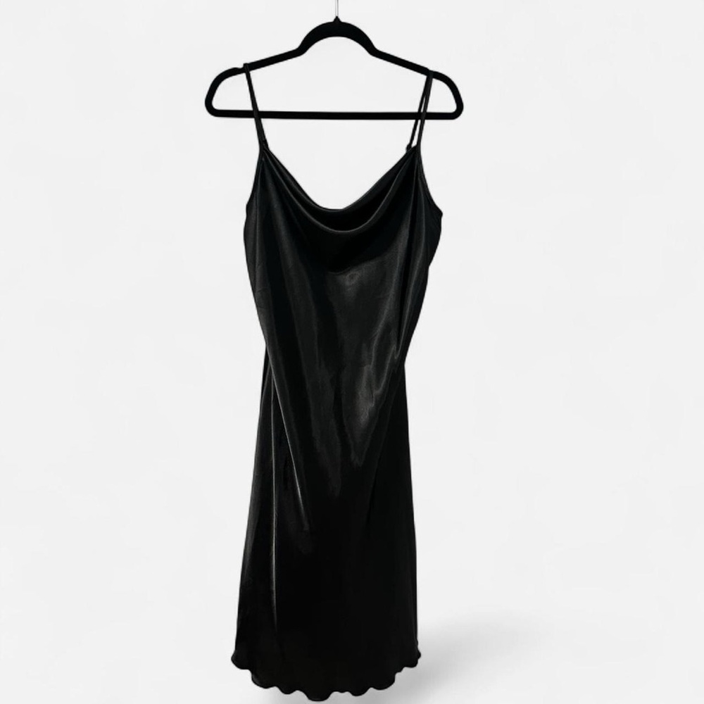 bebe Black Satin Chemise Slip Dress